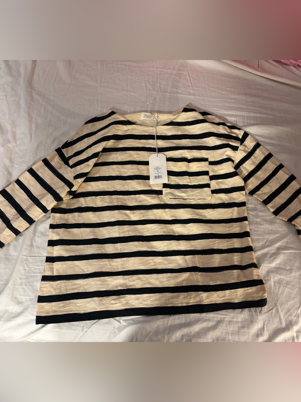 TOAST Striped Long Sleeve Pocket Tee M